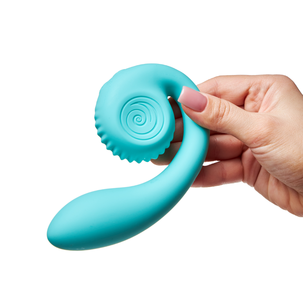 Fotografia oficial do SVibe Gizi turquesa, com sua cabeça de contato externa