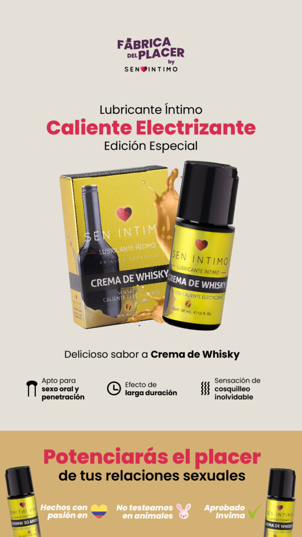 Lubricante sensación caliente y electrizante crema de whisky - Imagen 4