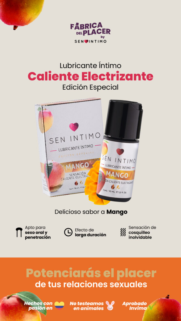 Lubricante íntimo sensación caliente y electrizante Mango - Imagen 4
